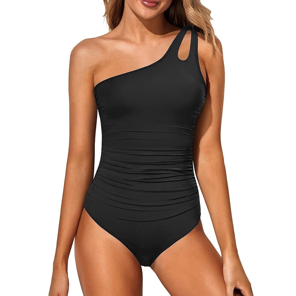 Bathing Suit Womens Fashion One Shoulder Tummy Control